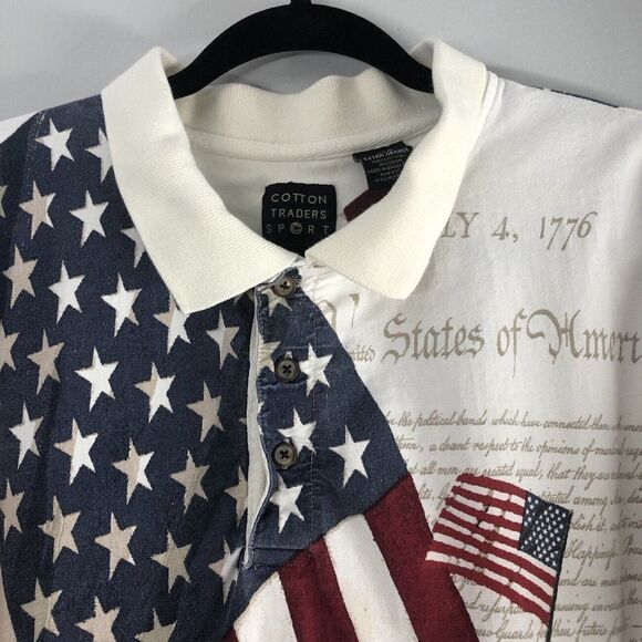 Cotton Traders Sport XLG American Flag Declaration of Independence Polo Shirt - Picture 5 of 12